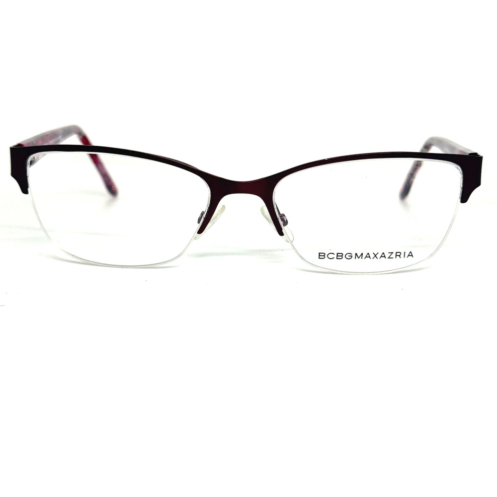 BCBG Maxazria Cat Eye Half Rim Frame Eyeglasses Kana Wine 53 17 135 H13468